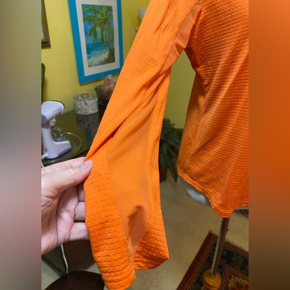 Bette Court Orange 1/4 Zip Nylon Shirt with Mesh Sleeves - Picture 6 of 9